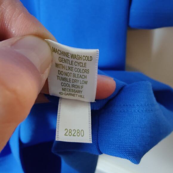 Garnet Hill Women's Sz 8 Ponte Knit Royal Blue Long Sleeve Sheath Dress Career - Picture 4 of 8